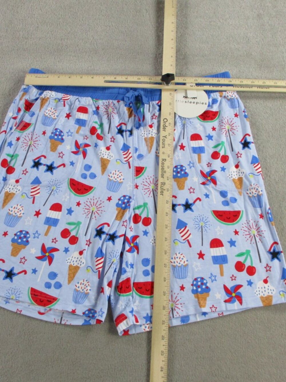 Little Sleepies Pajama Shorts Mens 3XL XXXL Blue Stars Stripes & Sweets PJs NEW - Picture 3 of 8